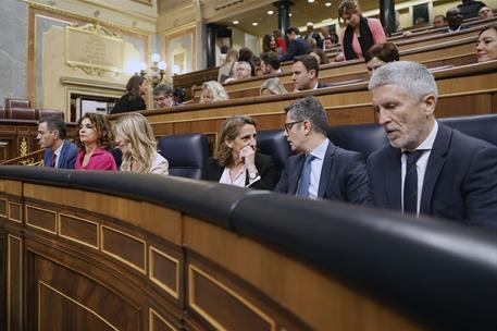 24/04/2024. Pedro Sánchez asiste a la sesión de control en el Congreso. El presidente del Gobierno, Pedro Sánchez, junto a otros miembros de...